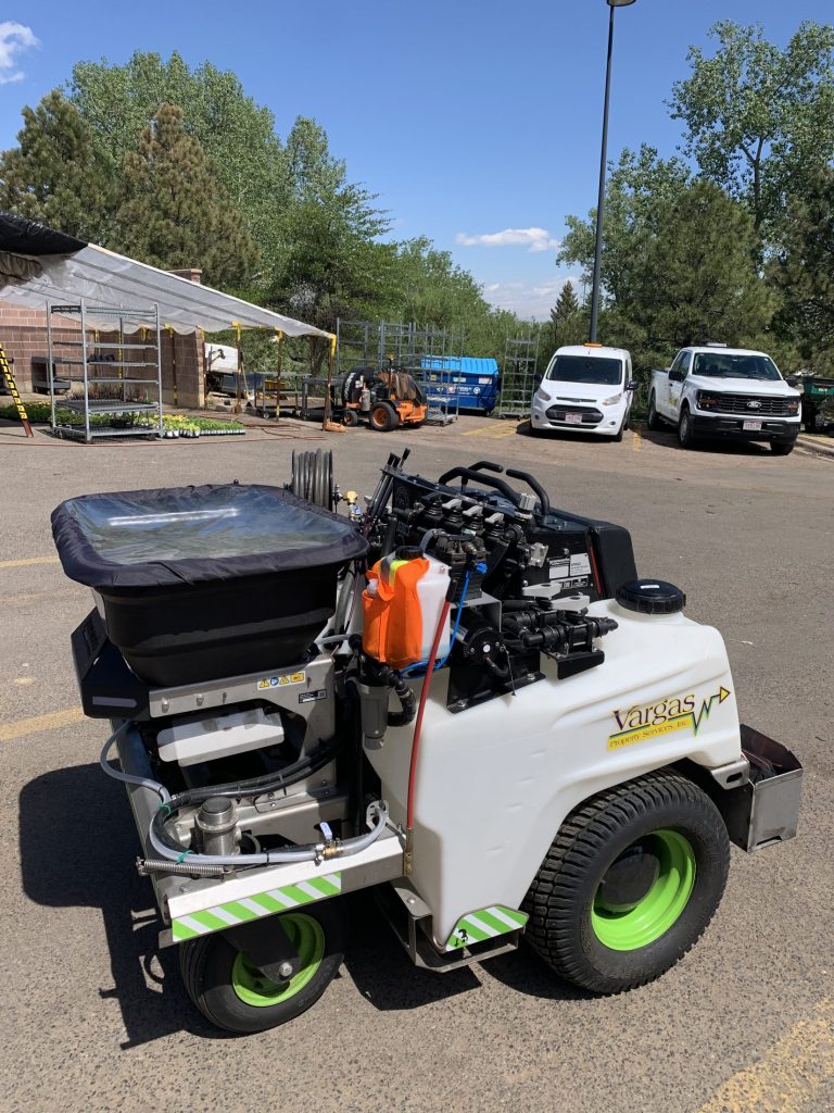 sustainable landscaping tool Greenworks Optimus electric spreader/sprayer