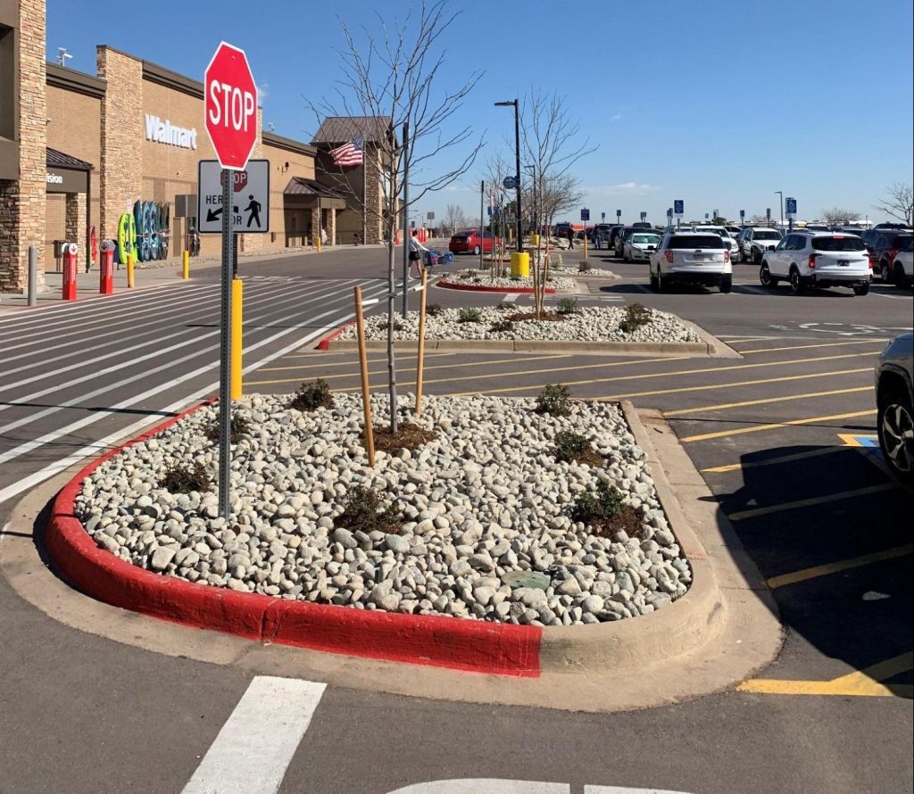parking lot median after renovation