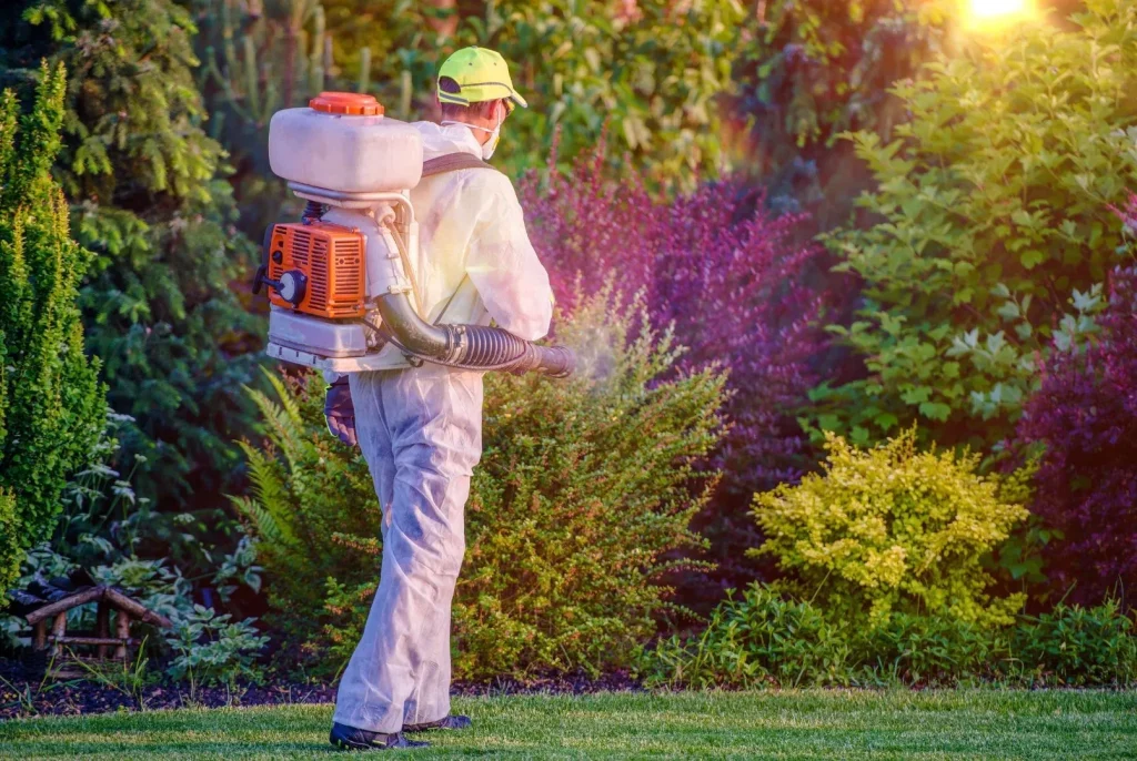 man providing pest control for lawns