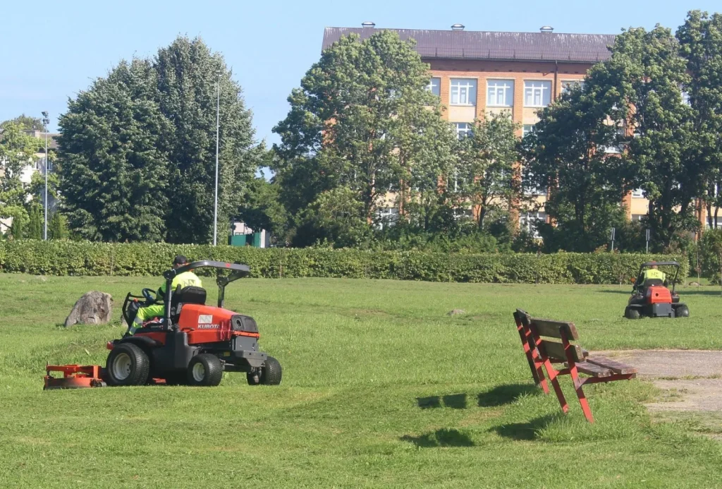 landscapers maintaining park